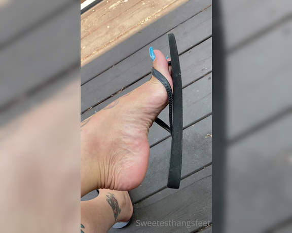 Goddess Rhonda aka Sweetesthangsfeet OnlyFans - Flip flop dangle tease  Apparently I was teasing the mailman right along with you all lol