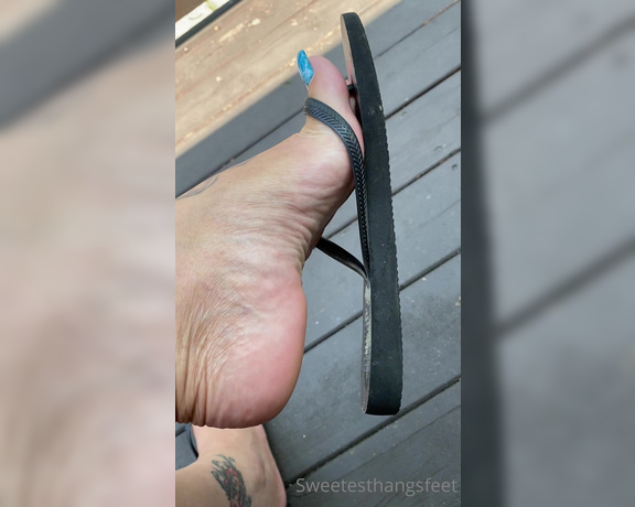 Goddess Rhonda aka Sweetesthangsfeet OnlyFans - Flip flop dangle tease  Apparently I was teasing the mailman right along with you all lol