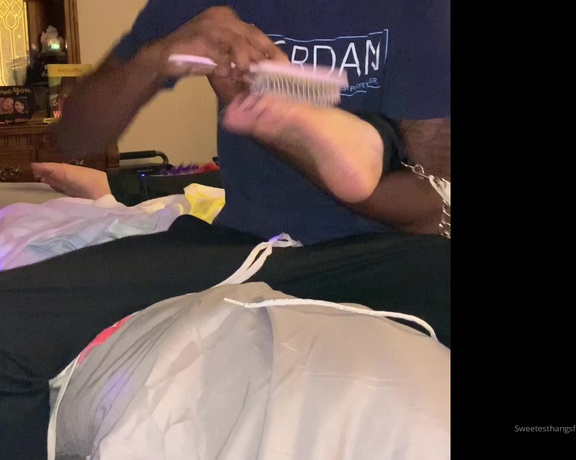 Goddess Rhonda aka Sweetesthangsfeet OnlyFans - He didn’t have the camera set up at the best angle but this is the last tickle session I did a coupl