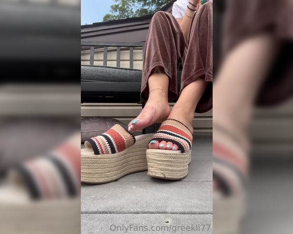 Greek Goddess Li aka Greekli77 OnlyFans - New slip on platform sandals as a gift to myself no one treats you better than yourself, so be 10