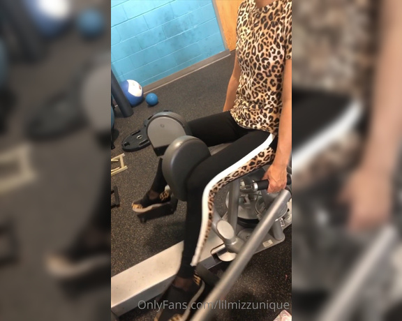 lilmizzunique aka Lilmizzunique OnlyFans - Gym workout today in my cheetah print gear layered in black nylons underneath feet were